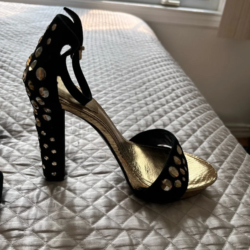 Rene Caovilla stunning evening sandals, black suede with bronze studs size 35 - Picture 2 of 4